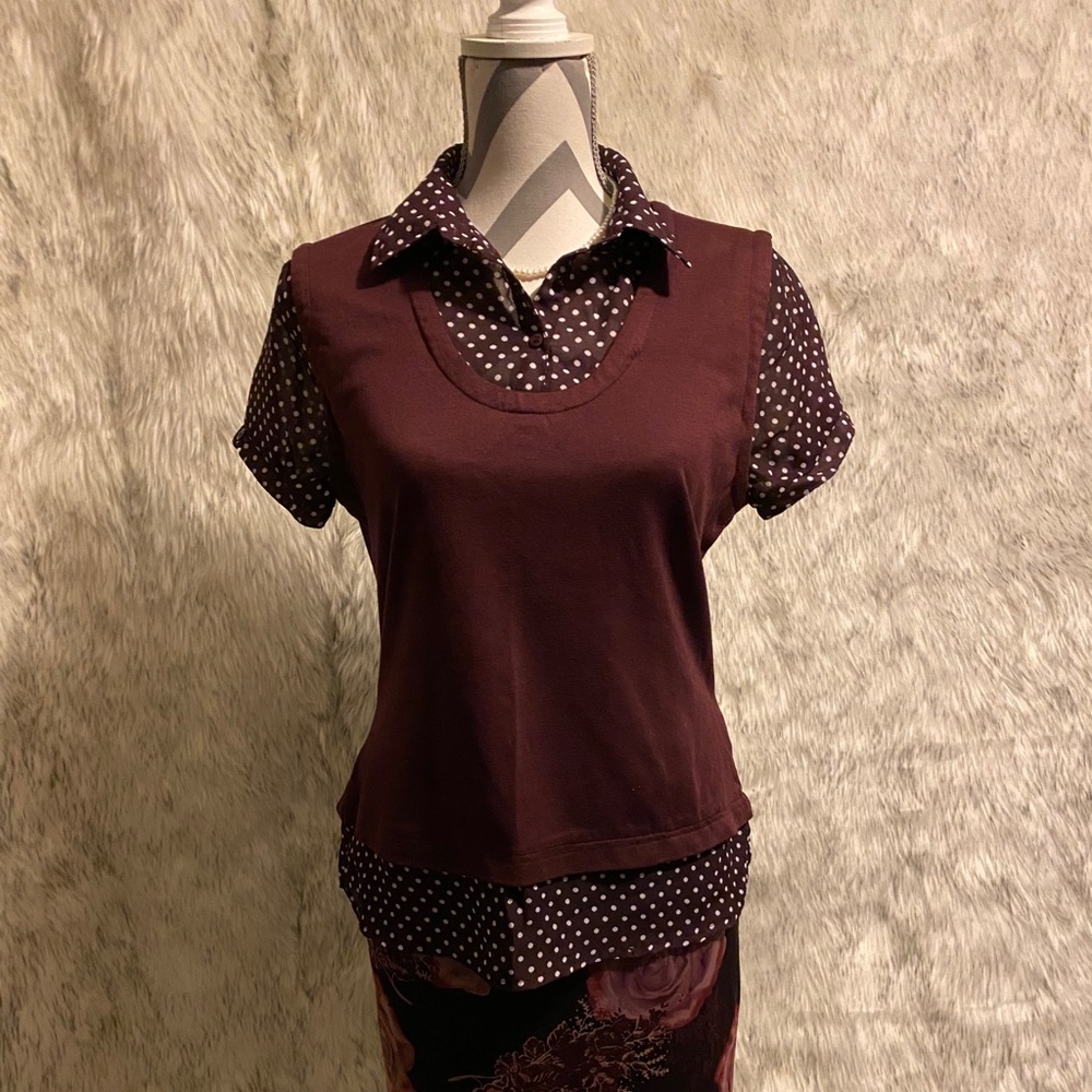 Collared Shirt with Polka Dot Details